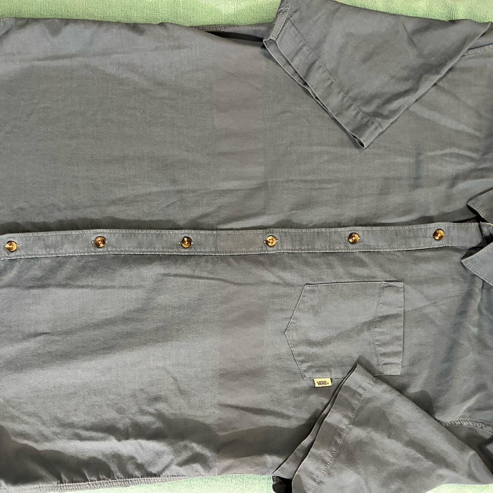 Vans Blue and Cream Button-Up Shirt
